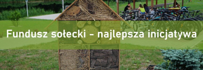 Domek dla owadów będący częścią zagospodarowanego terenu, który jest projektem nagrodzonym w konkursie Fundusz sołecki - najlepsza inicjatywa.