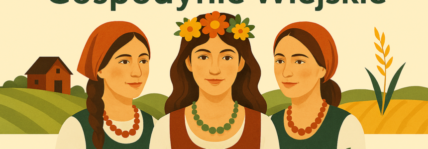 Grafika przedstawiająca kobiety w tradycyjnych strojach